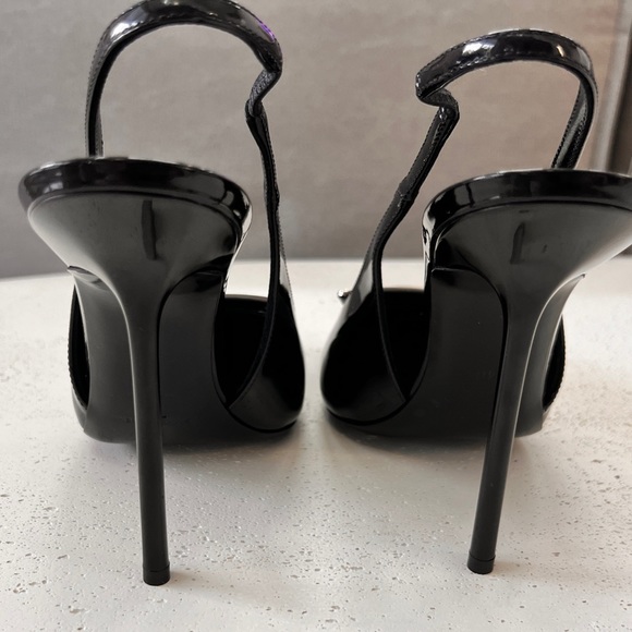 SAINT LAURENT Maxine buckle-embellished patent-leather slingback pumps US 9 - Picture 8 of 8